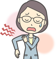 肩に痛みがある女性